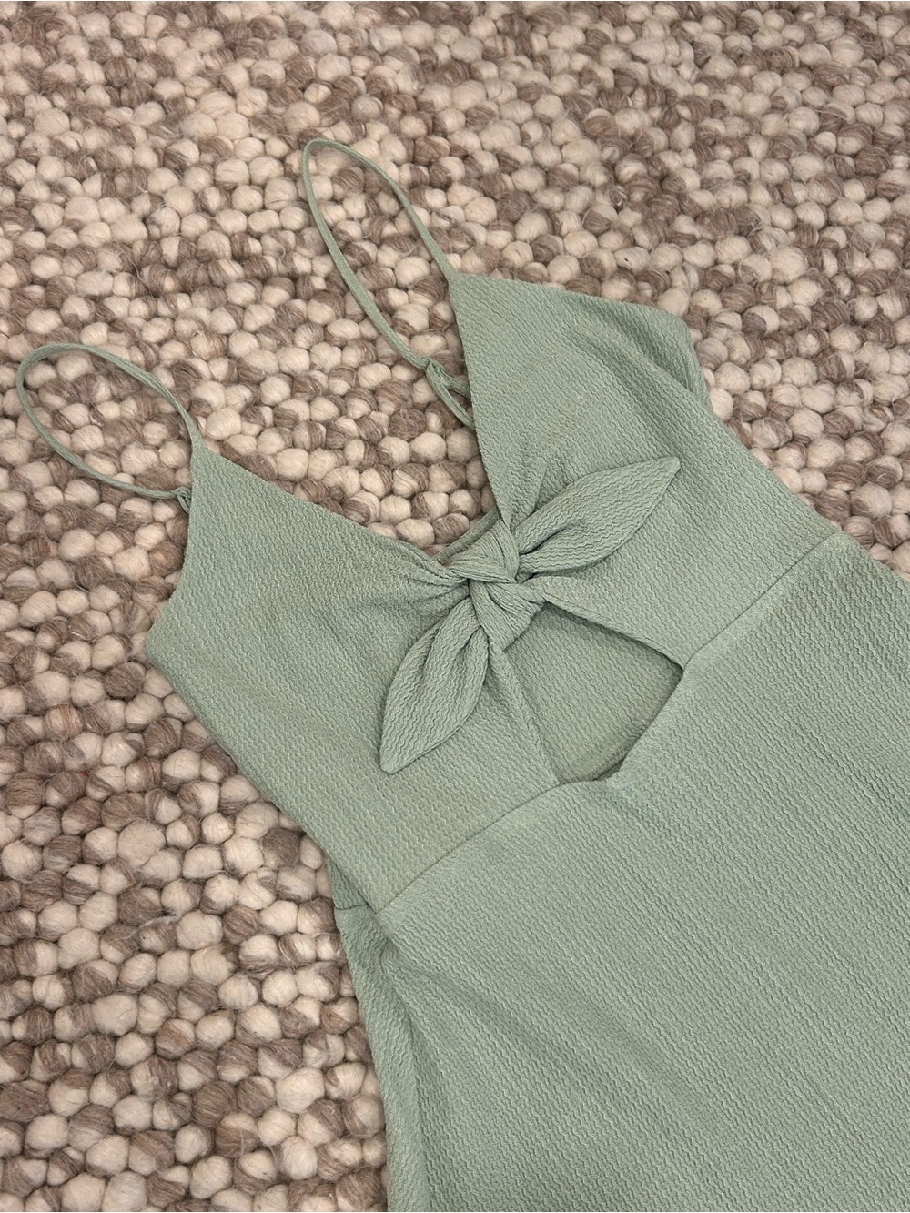 H&M light Sage Green Tie-Front Cutout Dress Aline